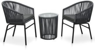 vidaXL 3-tlg. Bistro-Set mit Kissen PE-Rattan Grau 48140