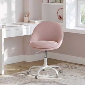 Songmics Drehstuhl, Schreibtischstuhl, höhenverstellbar, Stahl, Baumwoll-Leinen-Mischgewebe, rosa, 60x60 x (80-90) cm
