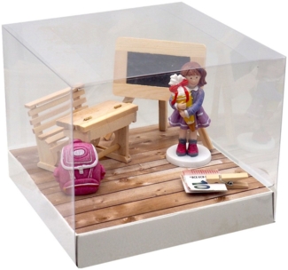 ZauberDeko Geschenkbox Geldgeschenk Verpackung Einschulung Schulanfang Schulbank Mädchen