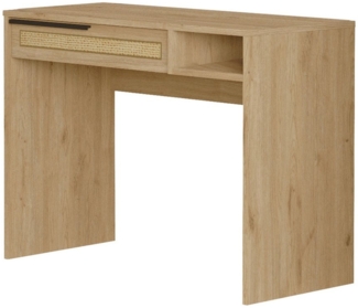 Schminktisch Kvænangen 100x45x75 cm Eiche/Rattanoptik [en. casa]