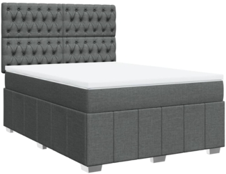 vidaXL Boxspringbett mit Matratze Dunkelgrau 140x190 cm Stoff 3291671
