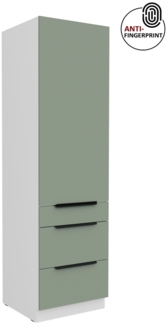 Küchen Hochschrank 60 cm Küche ARIA Aquamarin ultra matt + Weiss matt, hochwertige Fronten mit Anti Fingerprint Beschichtung, Soft-Close Küchenzeile Küchenblock