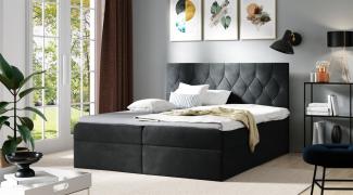 Boxspringbett Schlafzimmerbett MANOLIS 160x220cm Stoff Alova Schwarz