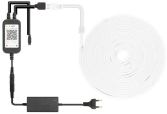 OULENBIYAR LED Stripe LED Strip 12V Dimmbar Neon LED Streifen, 5M Wasserdicht Lichtband IP65, Silikon DIY Flexibel Lichtleiste mit Netzteil und Controller für Deko