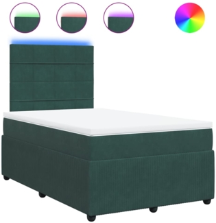 vidaXL Boxspringbett mit Matratze Dunkelgrün 120x200 cm Samt 3294613