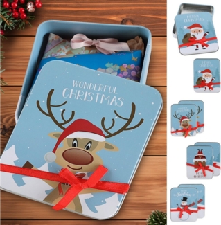 CEPEWA Geschenkbox Geschenkdosen 8er Set 4 Weihnachtsmotive Metall 11,5 x 9 x 1,5 cm bunt Box