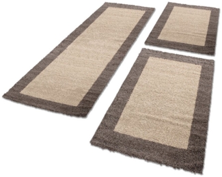 SIMPEX24 Hochflor-Bettumrandung Bordüre Design, Höhe 30 mm, (Bett-Set, 3-tlg, Bettvorlage), Schlafzimmer Teppich Bettumrandung Läufer Set 3 teilig
