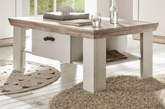 Couchtisch Florenz - Landhaus Pinie Weiß - Schubkästen