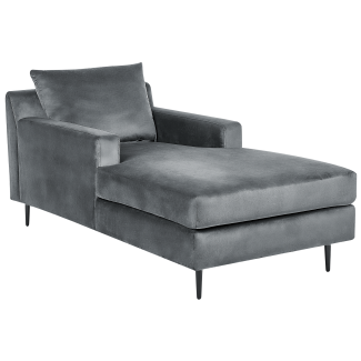 Chaiselongue Samtstoff grau schwarz GUERET