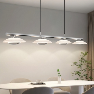 ZMH LED Pendelleuchte Esszimmer Chrom Glas Metall Pendellampe 3000K für Schlafzimmer Küche, Augenschutz, Einfache Installtion, LED fest integriert, Warmweiß, Höhenverstellbar Modern Design Hängeleuchte Esstisch
