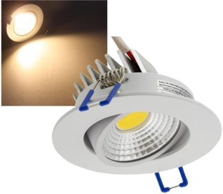 LED-Einbauleuchte "COB-5", 5W, 420lm ALU, 3000K, 95°, Ø85xT47mm, Rahmen weiß