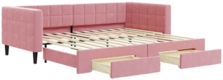 vidaXL Tagesbett Ausziehbar mit Schubladen Rosa 90x200 cm Samt 3196742