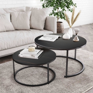 G-LEAF Couchtisch Beistelltisch-Set mit platzsparendem Nesting-Design (2-St), kratzfest & wasserdicht, stabiles Metallgestell, leicht zu reinigen