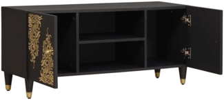 vidaXL TV-Schränk mit Regal Schwarz 105 x 33 x 46 cm Massivholz Mango 4018808