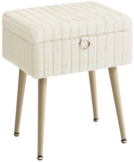 SONGMICS Schminktisch-Stuhl, Hocker mit Stauraum, Schminkhocker, Fußhocker, Metallbeine, gepolstert, verstellbare Füße, Wohnzimmer, Schlafzimmer, Ankleidezimmer, cremeweiß
