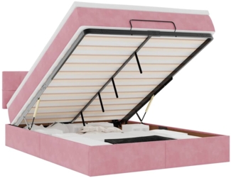 vidaXL Ottoman-Bett mit Matratze & LEDs Rosa 140x200 cm Samt 3312631
