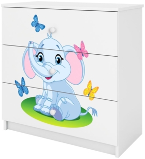 Raumhirsch Furniture Kommode Kinderkommode mit Schubladen Elefant in der Farbe Weiß Babydreams