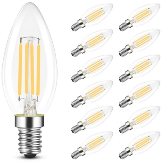 ZMH LED-Leuchtmittel 4W Warmweiß Kein Flimmern Energiesparlampe für Wohnzimmer Esstisch, E14, 12 St, 2700K, Schutz für die Augen
