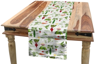 Abakuhaus Tischläufer Esszimmer Küche Rechteckiger Dekorativer Tischläufer, Gemüse Gurke mit Karotte