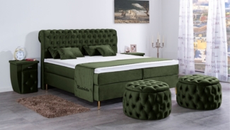 Meisterbetten Boxspringbett Lisa 160x220 in VS-Grasgrün, Matratzenbezug Nano, Ergoflex-Topper