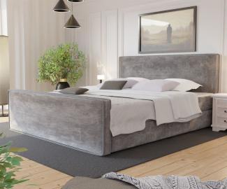 Boxspringbett Schlafzimmerbett CELES 140x200cm Stoff Monolith Silbergrau