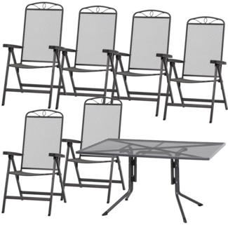 SIENA GARDEN Elda Set 7-teilig Klappsessel + Tisch 140 6 x Klappsessel + 1 x Tisch 140 x 90 cm