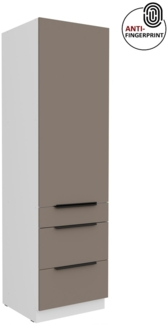Küchen Hochschrank 60 cm Küche ARIA Sandgrau ultra matt + Weiss matt, hochwertige Fronten mit Anti Fingerprint Beschichtung, Soft-Close Küchenzeile Küchenblock