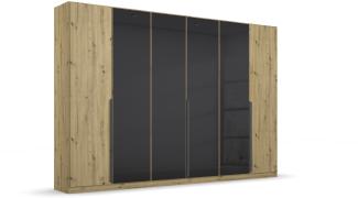 Drehtürenschrank >Artemis< in Eiche Artisan / Glas basalt - 271x210x54 (BxHxT)