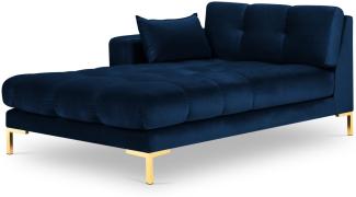 Micadoni Samtstoff Recamiere Links Mamaia | Bezug Royal Blue | Beinfarbe Gold Metal