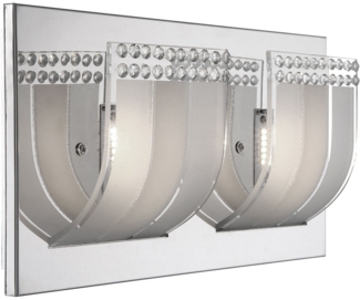 LED Wandleuchte, Kristalle, chrom, satiniert, L 30 cm