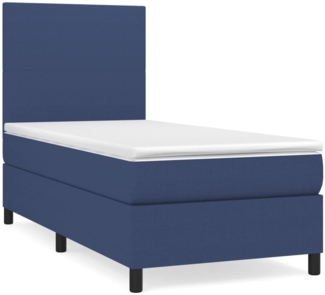 vidaXL Boxspringbett mit Matratze Blau 90x200 cm Stoff 3141591