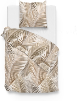 Zo! Home Cotton Bettwäsche 135x200 Cato Natural Palmenwedel Farn braun beige