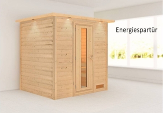 Karibu Sauna Anja mit Dachkranz ohne Ofen Energiespartür