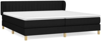 Doppelbett, Polsterbett mit Matratze Stoff Schwarz 200x200 cm, Härtegrad: H2 [3126991]