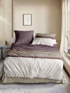 Irisette Wave Mako-Satin Bettwäsche 155x220 Streifen beere natur sand 8563-60