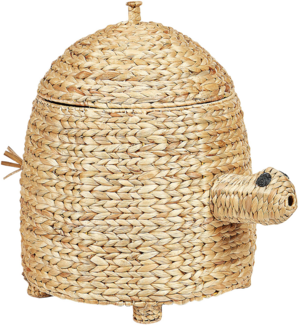 Aufbewahrungskorb mit Deckel Wasserhyazinthe naturfarben Schildkrötenform 58 cm MONTAGU