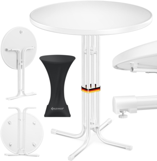 KESSER® Gastro Stehtisch klappbar - Gastronomie Bistrotisch rund - Wetterbeständiger Klapptisch Gartentisch - Runder Partytisch - Hitzebeständig - Stabil und sicher Weiß, Ø 70 cm, 1er Set