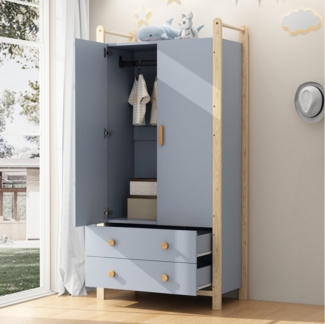 Ulife Kleiderschrank 2-türiger Garderobe mit Kleiderstange und 2 Schubladen (1-St) Flurgarderobe 89,6×44×180,5 cm