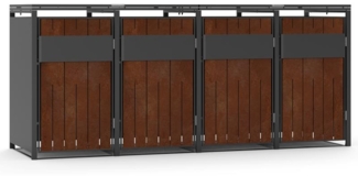 Mülltonnenbox Mülltonnenverkleidung bis 240 L Mülltonnen Behälter Rost 4 Türen