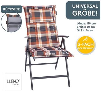 LILENO HOME Hochlehnerauflage Gartenstuhl Auflage, bequeme Sitzauflage für Gartenmöbel, Stuhlkissen, (1 St, 1er Set), Polsterauflage Karo Rot, Sitzpolster für Klappstühle