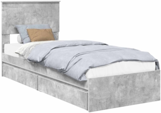 vidaXL Aufbewahrungsbett Beton Grau 75x190 cm Holzwerkstoff 3410850