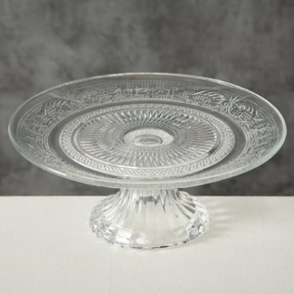 BOLTZE GRUPPE GmbH Tortenplatte Tortenplatte Servierplatte Etagere Relief D25cm Glas klar Stückpreis