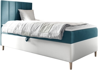 Boxspringbett Chapeni 'Junior 1' blau 90 x 200 cm Links