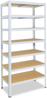 shelfplaza HOME 230x45x30 cm Schwerlastregal in weiß mit 7 Böden und 125 kg Traglast pro Boden