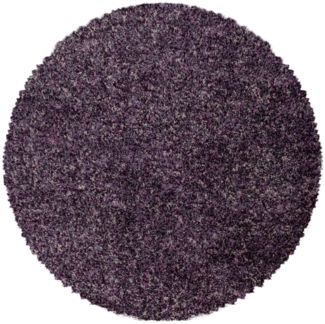 Hochflor Teppich Enrico rund - 80 cm Durchmesser - Lila