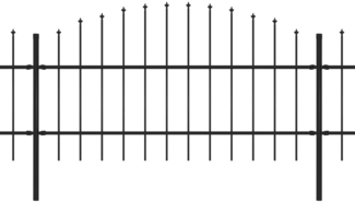 vidaXL Gartenzaun mit Speerspitze Stahl 1603,5 x 100 cm Schwarz 277720