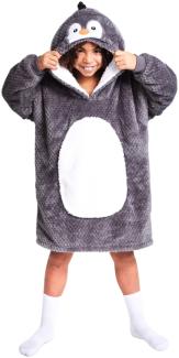 Noxxiez Kuschelige Hoodie-Decke für Kinder – Perfekt für 7 bis 14 Jahre Pinguin