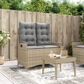 vidaXL Gartenbank Verstellbar mit Kissen Beige Poly Rattan 368240