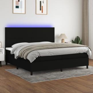 vidaXL Boxspringbett mit Matratze & LED Stoff Schwarz 200x200 cm, Härtegrad: H2 [3134743]