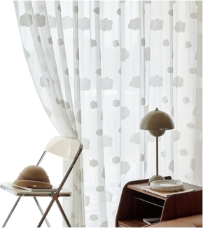 BYSURE Vorhang (2 St), Ösen, transparent, Jacquard Voile-Vorhang Wolken Weiß